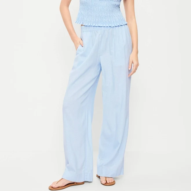 palazzo pants Old Navy Women's High-Waisted Linen-Blend Super Wide-Leg Pants Old Navy $19.99