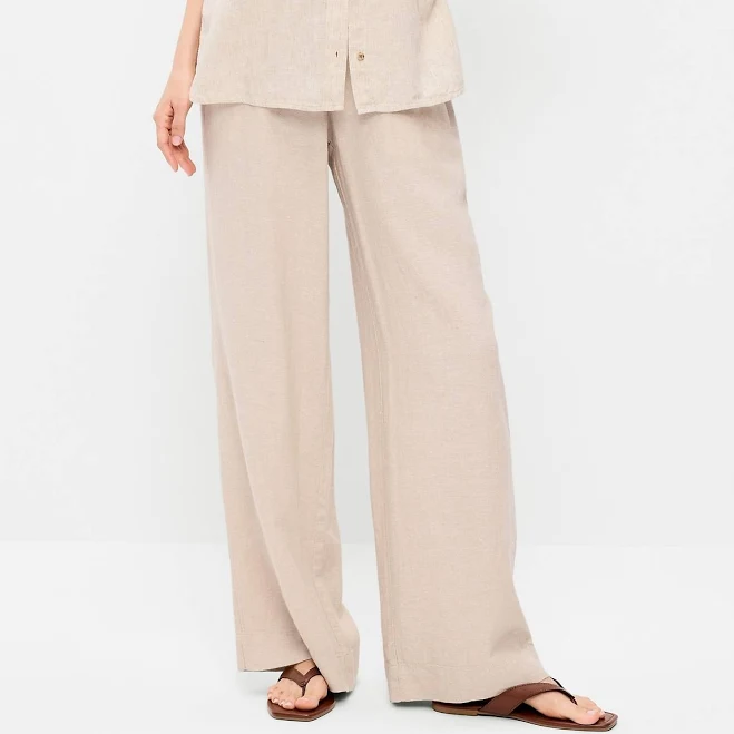 bottoms Old Navy Women's High-Waisted Linen-Blend Super Wide-Leg Pants Old Navy $32
