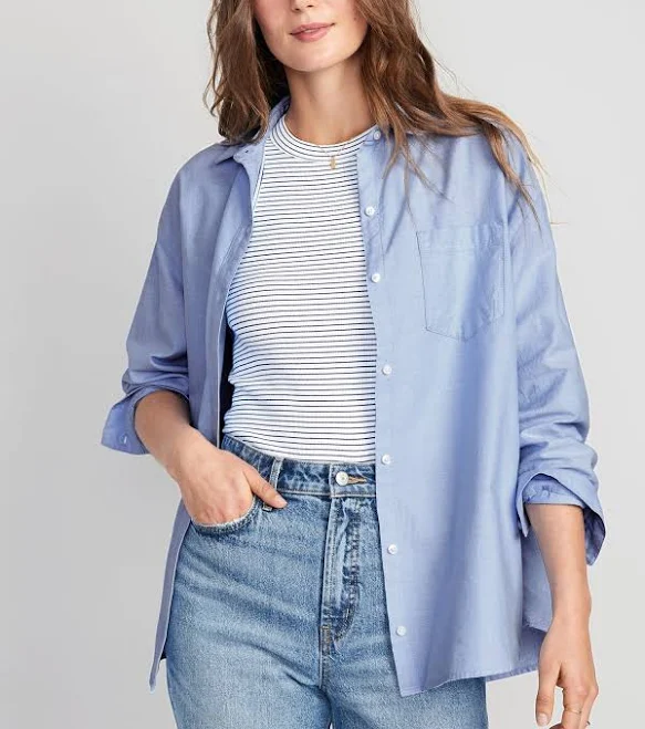 outerwear Old Navy Women's Oversized Button-Down Boyfriend Shirt Old Navy $19.99