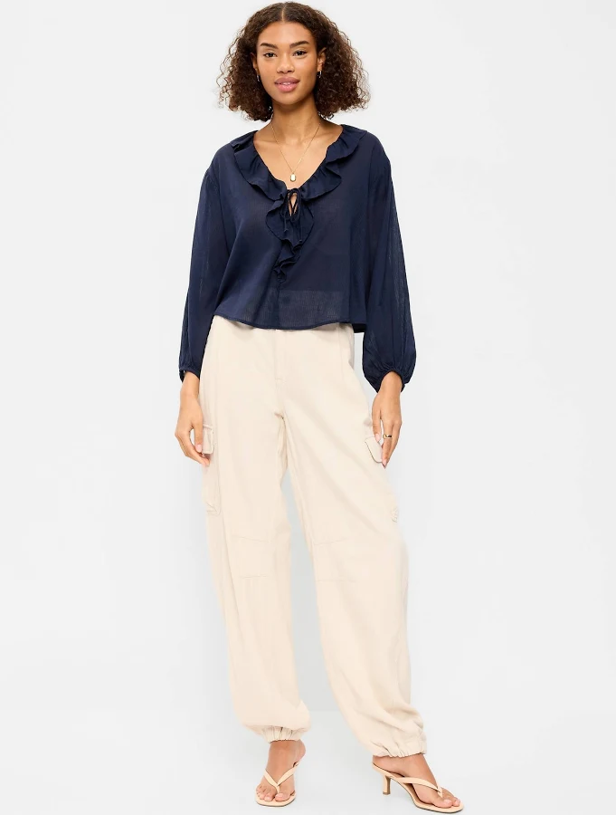 pants Old Navy Women's Twill Barrel Cargo Pants Old Navy $30