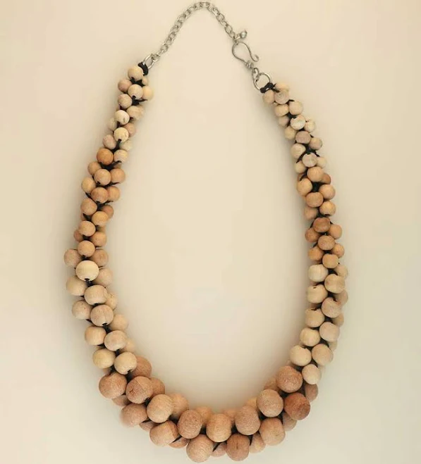 accessory Organic Wood Bead Necklace Cultural Elements $36