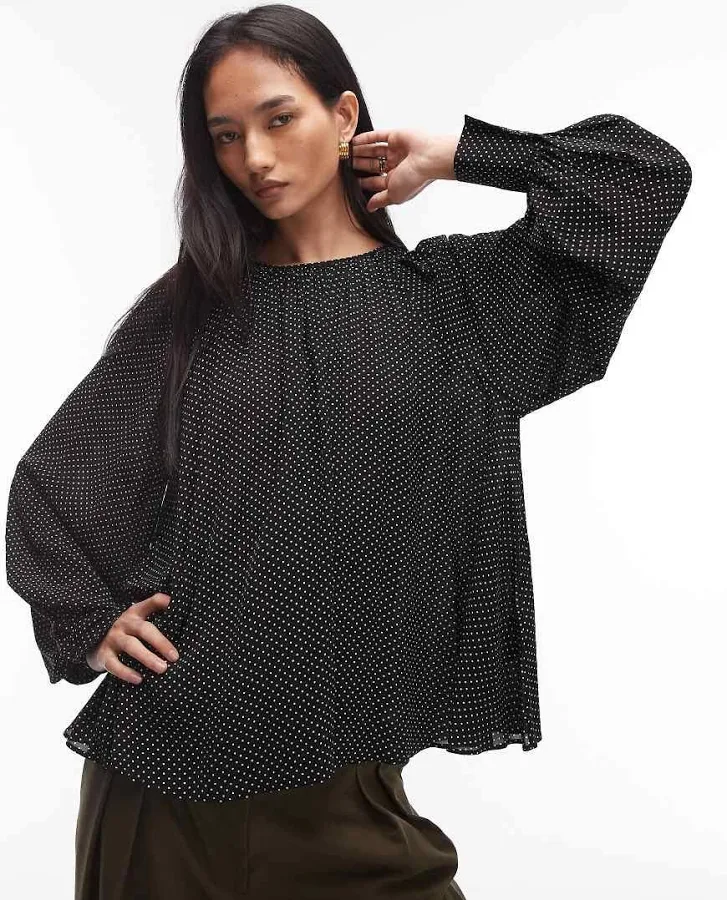 blouse & Other Stories Chiffon Volumen Blouse with Polka Dots ASOS $125