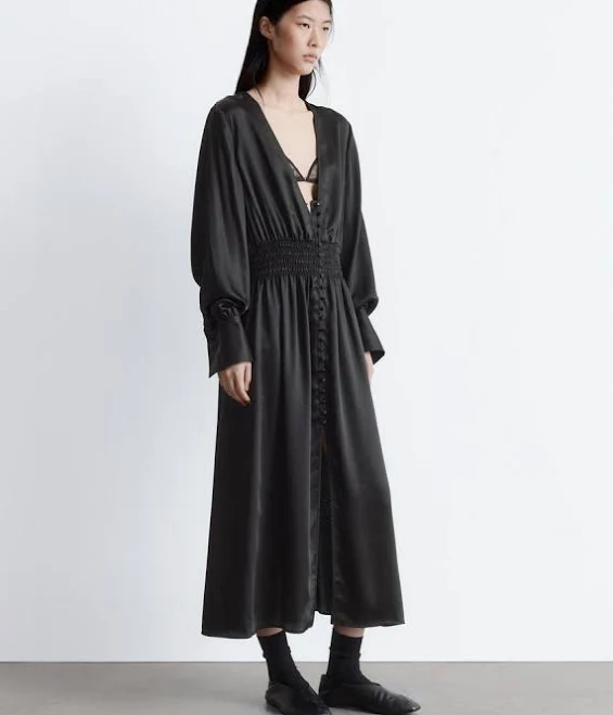 dress & Other Stories Satin Midi Shirt Dress & Other Stories US $169
