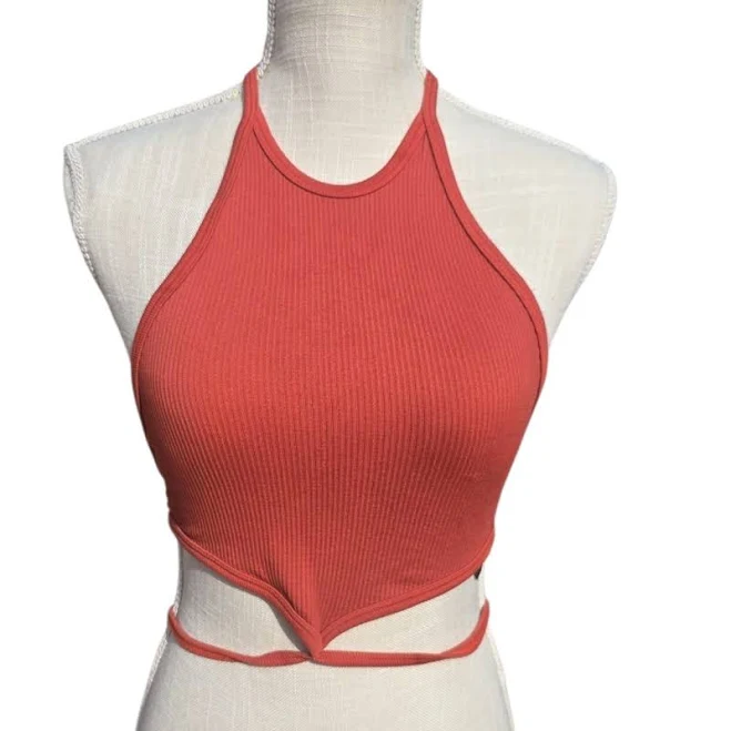 crop top Out From Under Tops | Out From Under Urban Outfitters Open Back Halter Top Xs/S Orange Ribbed Tie Back | Color: Orange | Size: Xs | Pm-21499253's Poshmark $15