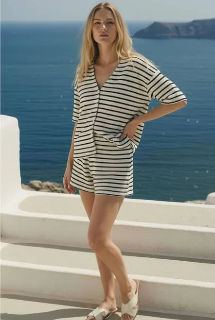 two piece set Oversize Striped Shorts Set Sugar-N-Spice $58