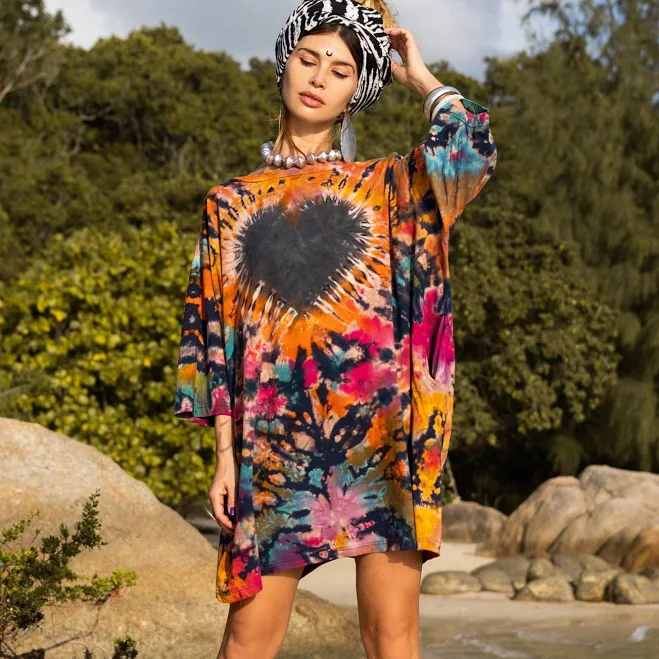 dress Oversized Boho Tie Dye Tunic Dress Etsy - Zinniapearl $66.3