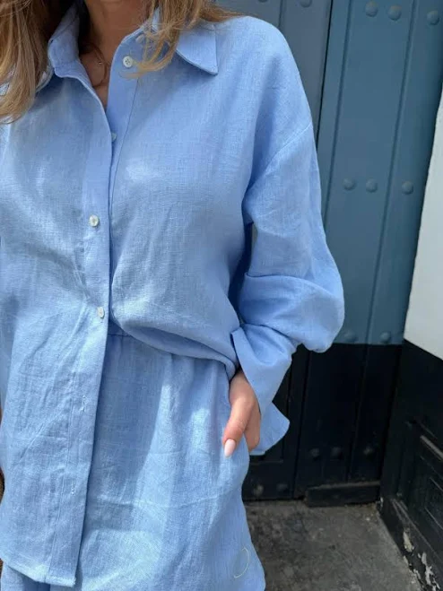 matching set Oversized Linen Shirt & Wide Leg Shorts Etsy - Seller $109.32