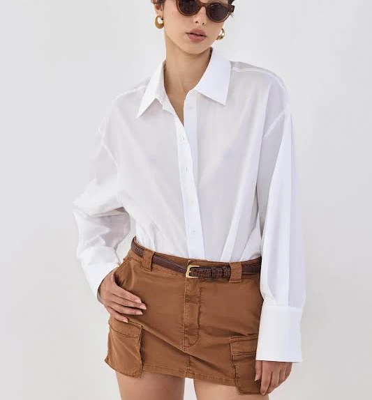 top Oversized Poplin Button Down Shirt De Rococo WW $105