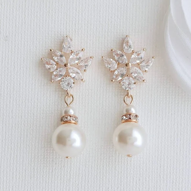 accessory Pearl Drop Earrings in Rose Gold Poetry Designs $57.2