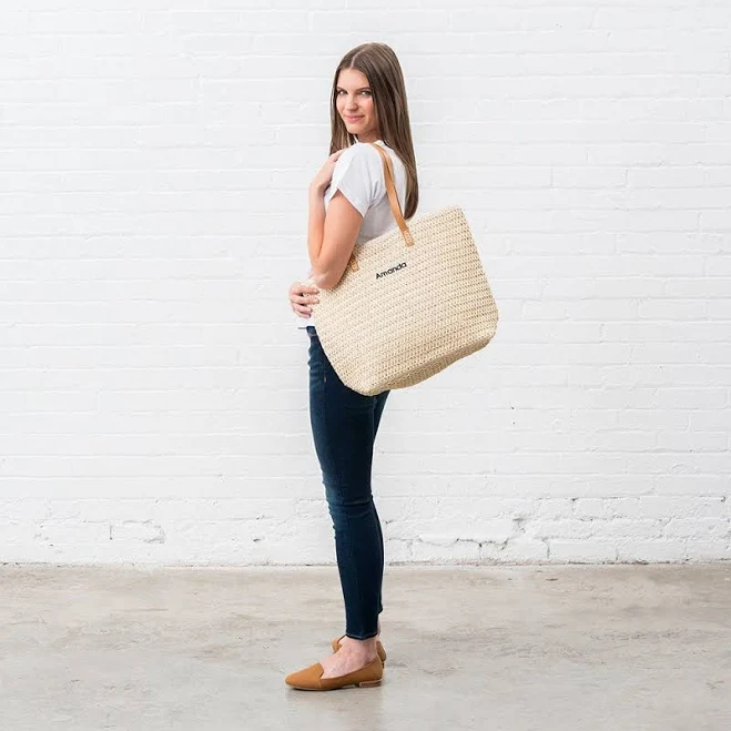 bag Personalized Extra-Large Woven Straw Tote Bag Weddingstar US $17.99