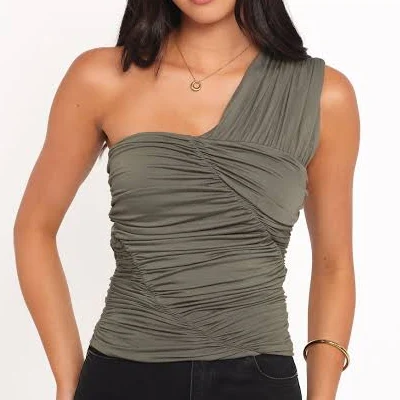 one shoulder top Petal & Pup Women's Phelps Ruched One-Shoulder Top Petal & Pup USA $41.97