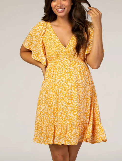 dress Pinkblush Maternity Floral Smocked Ruffle Dress PinkBlush Maternity $51