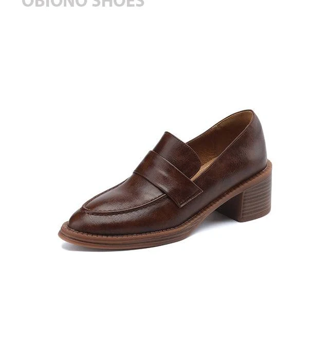 shoes Pointed Toe Chic Leather Loafers Obiono $98