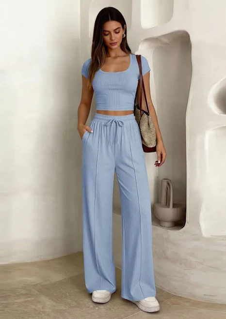 matching set Prettygarden Women's Ribbed Lounge Sets PrettyGarden $38.99