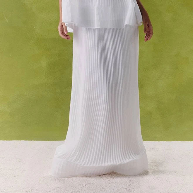 skirt PrettyLittleThing Women's Chiffon Plisse Maxi Skirt in White | Size: 0 Nasty Gal - US $27.5