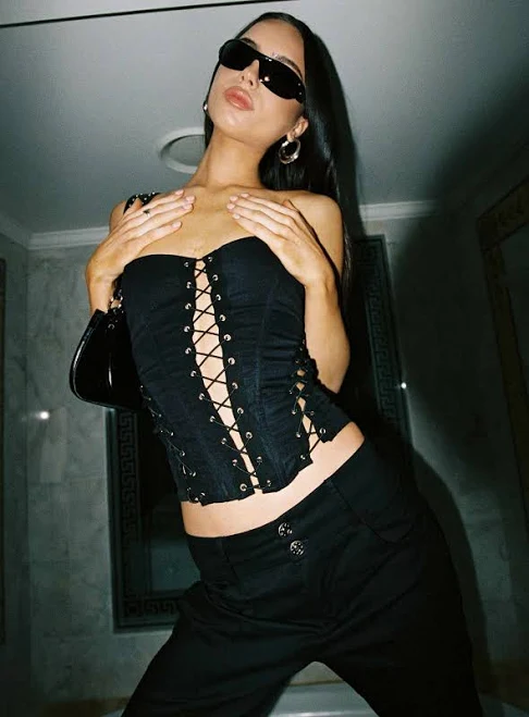 top Princess Polly Eden Lace-Up Strapless Corset Princess Polly US $47.2