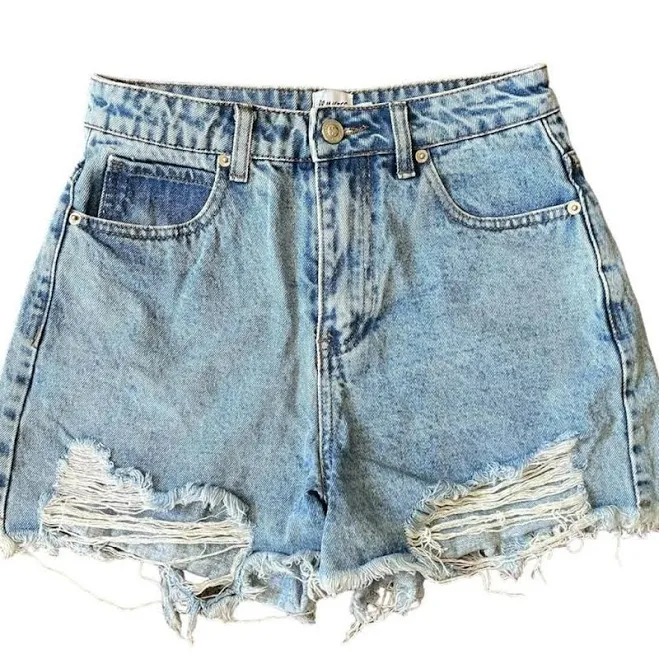 shorts Princess Polly Shorts | High Waisted Light Wash Blue Denim Shorts With Distressed Details #Distressed | Color: Blue | Size: 4 | Marisahempel's Closet Poshmark $40