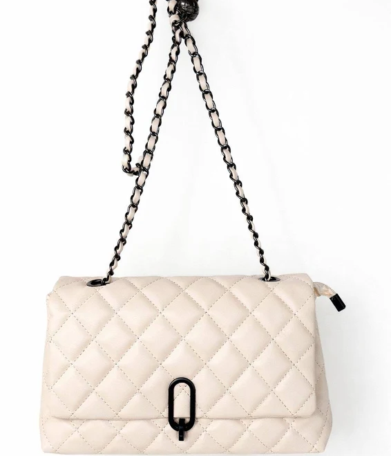 bag Quilted Leather Shoulder Bag with Chain Strap Etsy - Seller $39