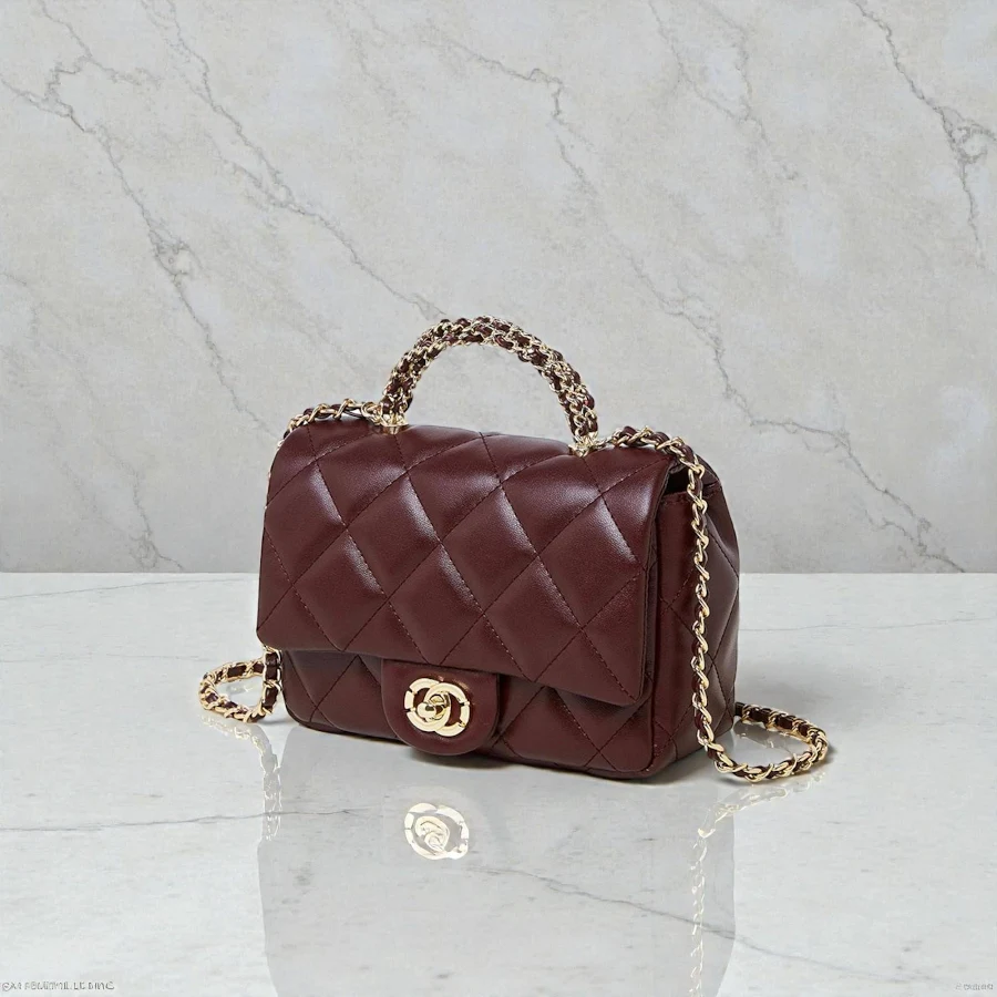 bag Quilted Vegan Leather Top-Handle Crossbody Bag with Gold Chain Etsy - Seller $109.24