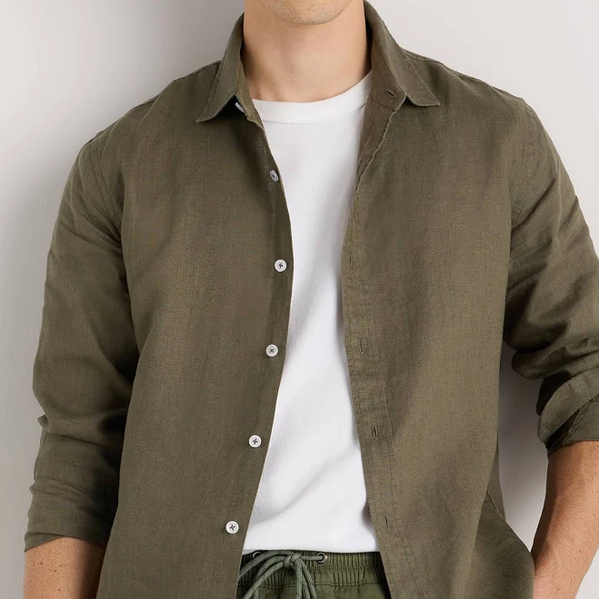 outerwear Quince Men's Relaxed European Linen Long Sleeve Shirt Quince $42