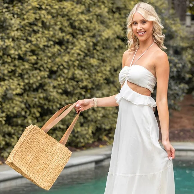 bag Raffia and Leather Tote Bag Etsy - ShopAnju $70