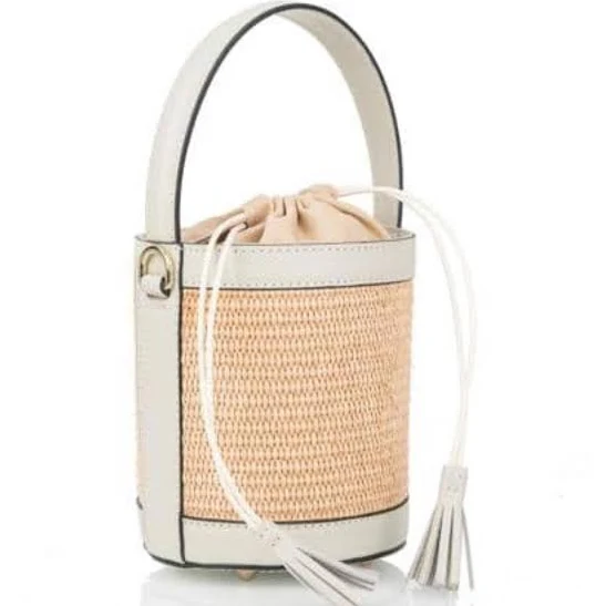bag Raffia Bucket Bag with Leather Trim Etsy - CoastalNavyJane $86