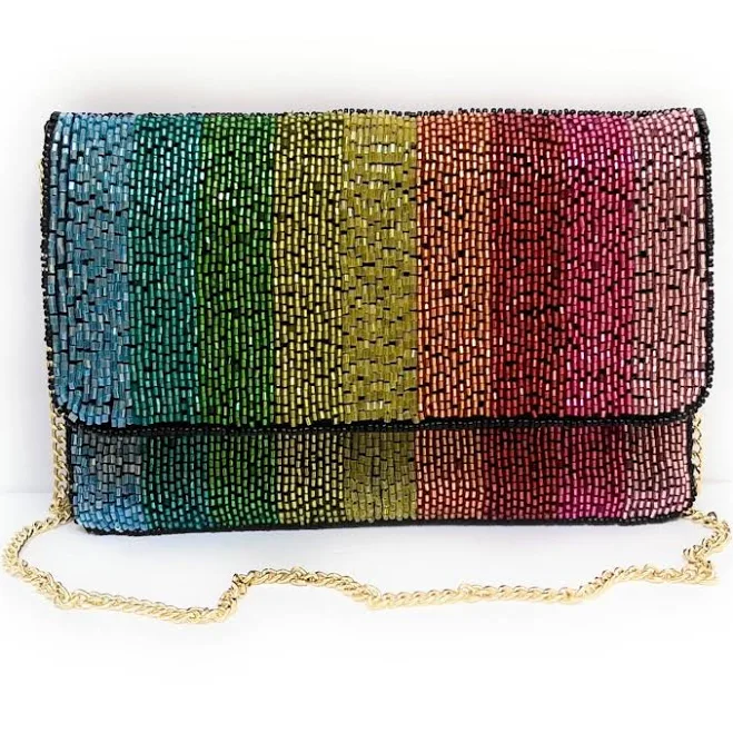 bag Rainbow Beaded Clutch Purse Twine and Love $42.99