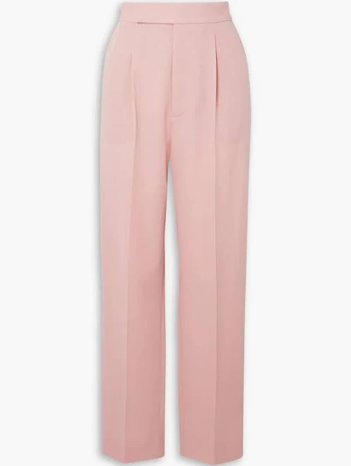 pants Ralph Lauren Collection Evanne pleated wool-twill straight-leg pants - Women - Baby pink Pants - US 4 THE OUTNET $327