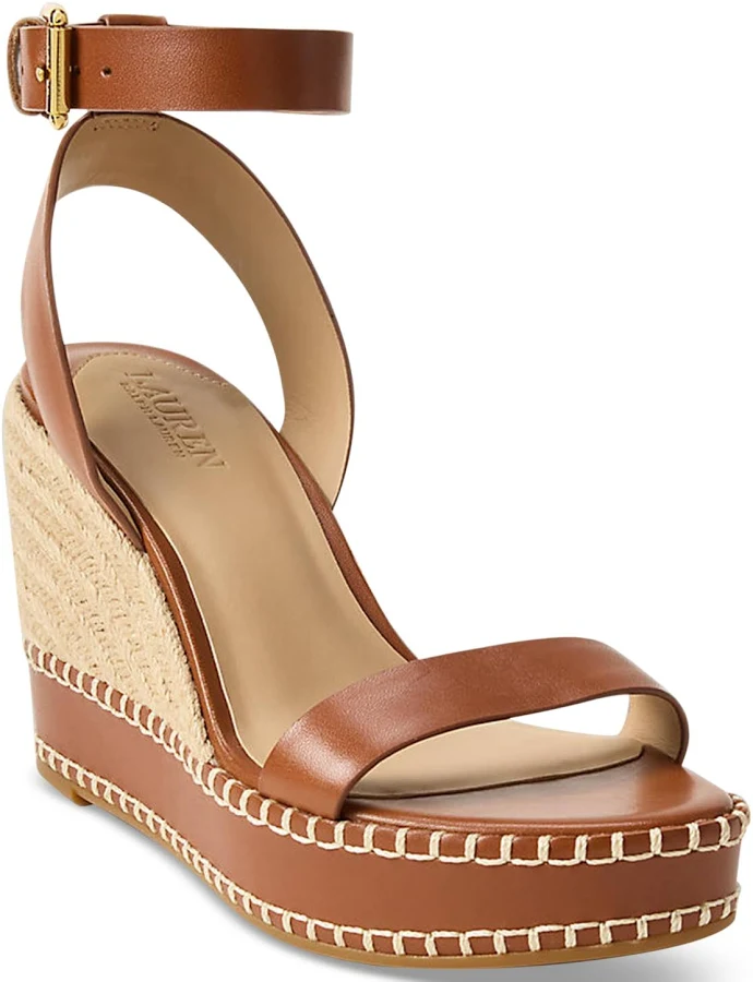 shoes Ralph Lauren Women's Hilarie Ankle-Strap Espadrille Platform Wedge Sandals Macy's $155
