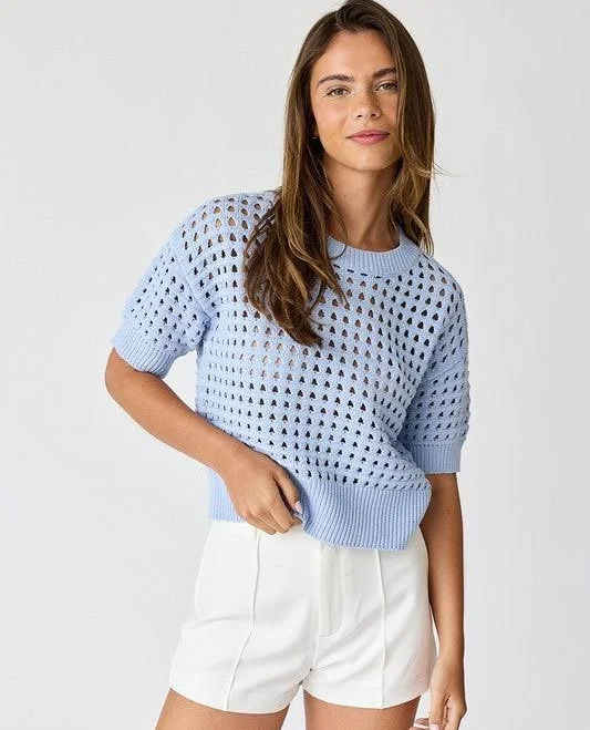 crop top Ramona Short Sleeve Crop Crochet Top Miss Match $68