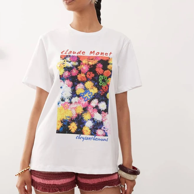 top Reclaimed Vintage Oversized T-Shirt with Licensed Monet Flower Print ASOS $26.99