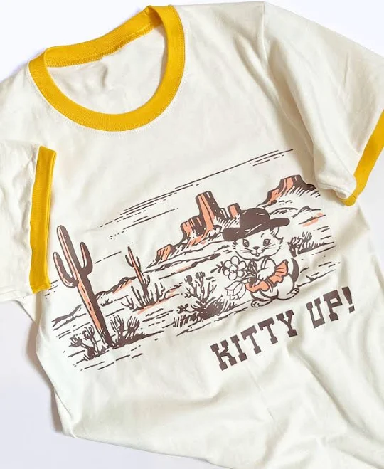 top Retro Kitty Up Cowgirl Ringer Tee Etsy - TheCoinLaundry $30