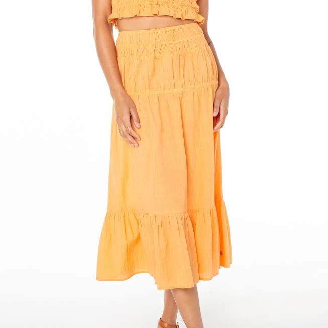 skirt Roxy Malia Tiered Cotton Midi Skirt Roxy US $40.6