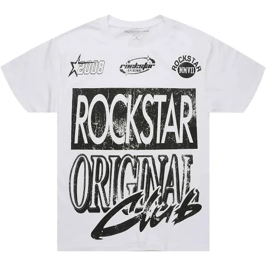 top Rylok White/Black Oversized Graphic T-Shirt L / White/Black Rockstar Original $7
