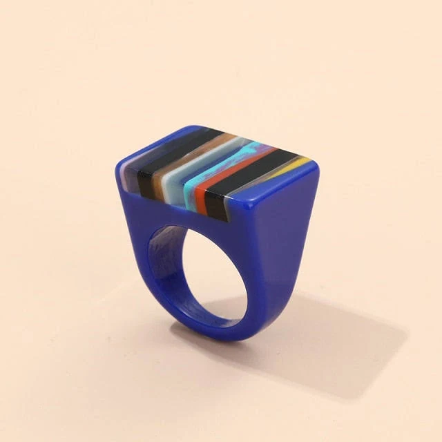 accessory Safina Colorful Stripe Acrylic Resin Rings watereverysunday $14.99