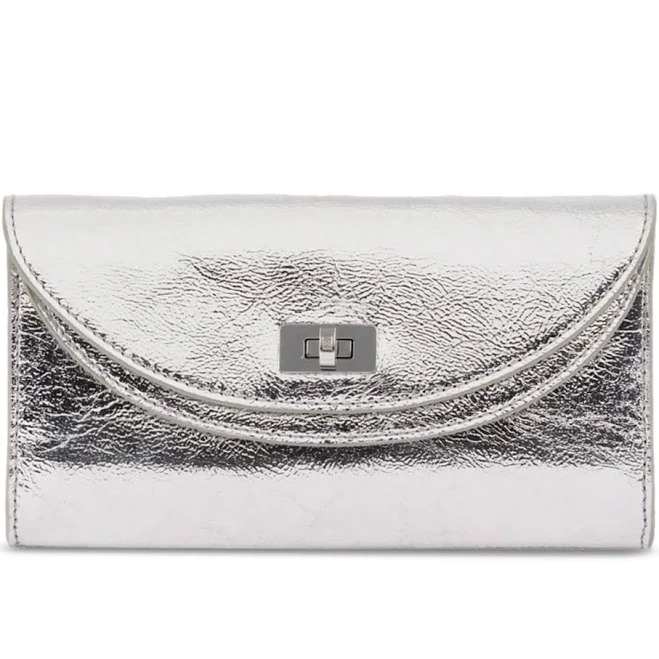 bag Sandro Women's Mambo Metallic Leather Clutch Bloomingdale's $260