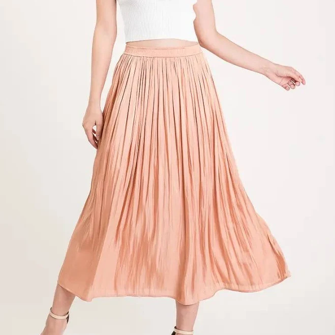skirt Satin High Waist Midi Skirt Girl Intuitive $32