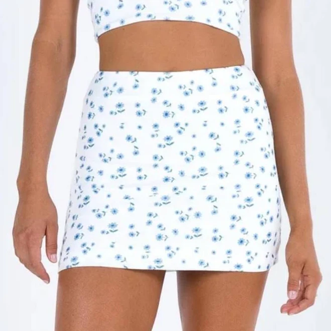 mini skirt Selby Mini Skirt White / Blue Floral Poshmark $40