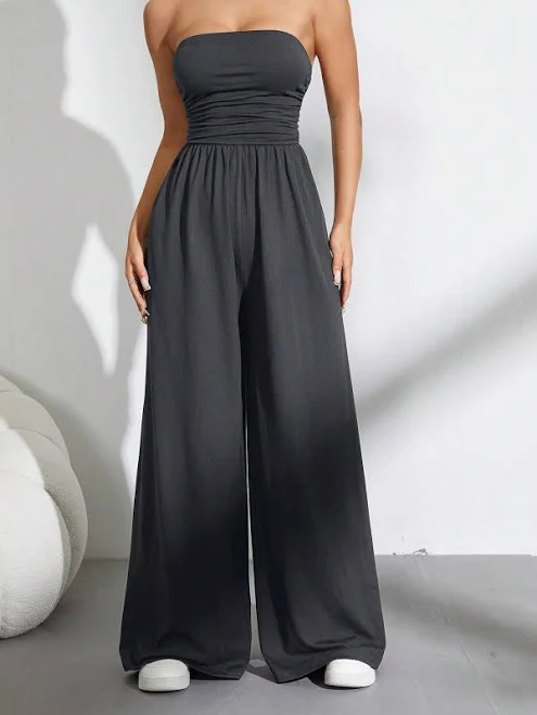 jumpsuit SHEIN Women's Casual Tube Top Wide Leg Jumpsuit Shein $12.31