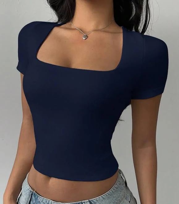 top SHEIN Women's Square Neck Rib-Knit Top Shein $5.09