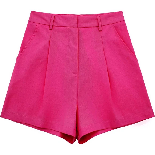 shorts Side Pocket Pleated Linen-Blend Shorts Chicwish $39.9