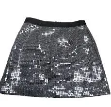 skirt silver/chrome shimmery sequin A-line mini lined skirt size s/p eBay $14