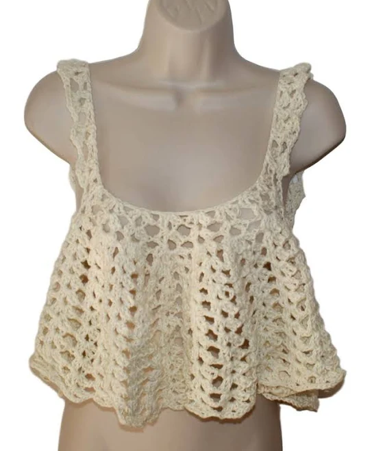 top Sleeveless Cotton Crochet Crop Top Etsy - lanacooper $27