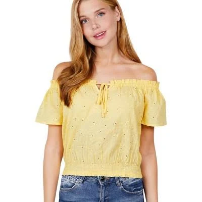 top Slickblue Off The Shoulder Woven Top with Smocked Hem Target $22.99