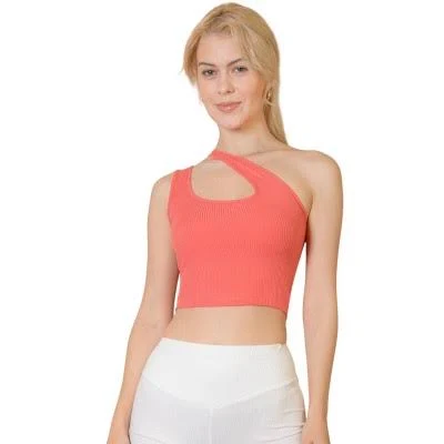 asymmetric neck top Slickblue Women's One Shoulder Ribbed Crop Top Target $22.99
