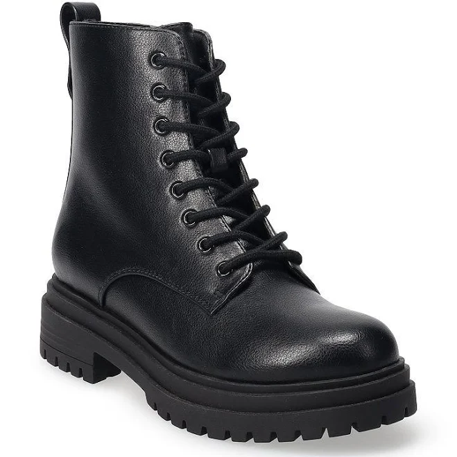shoes SO Meela Women's Lace-Up Combat Boots, Size: 5.5, Black Kohl's $27.49