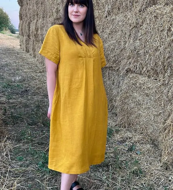dress Soft Washed Linen V-Neck Midi Dress with Pockets Etsy - MaTuTuLinenStyle $121.86