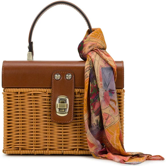 bag Spring Wicker Basket Top Handle with Scarf Patricia Nash Designs $199