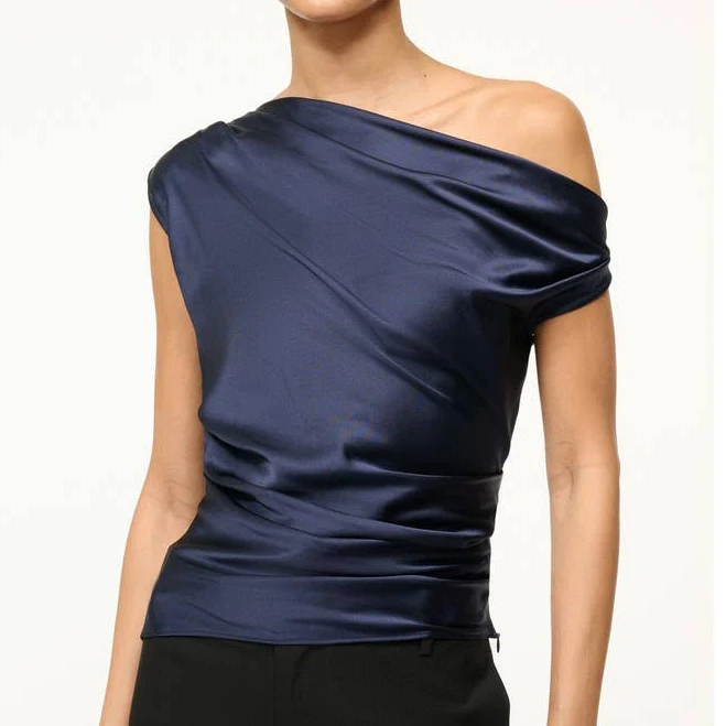 asymmetric neck top STAUD Women's Phare Silk Top Nordstrom $295