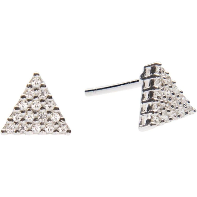 accessory Sterling Silver Cubic Zirconia Triangle Stud Earrings 925silverly.com $10.1